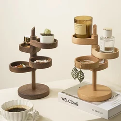 Wooden Multi-layer Rotatable Storage Rack Entry Door Key Storage Rack Creative Solid Wood Desktop Accessories Storage Box