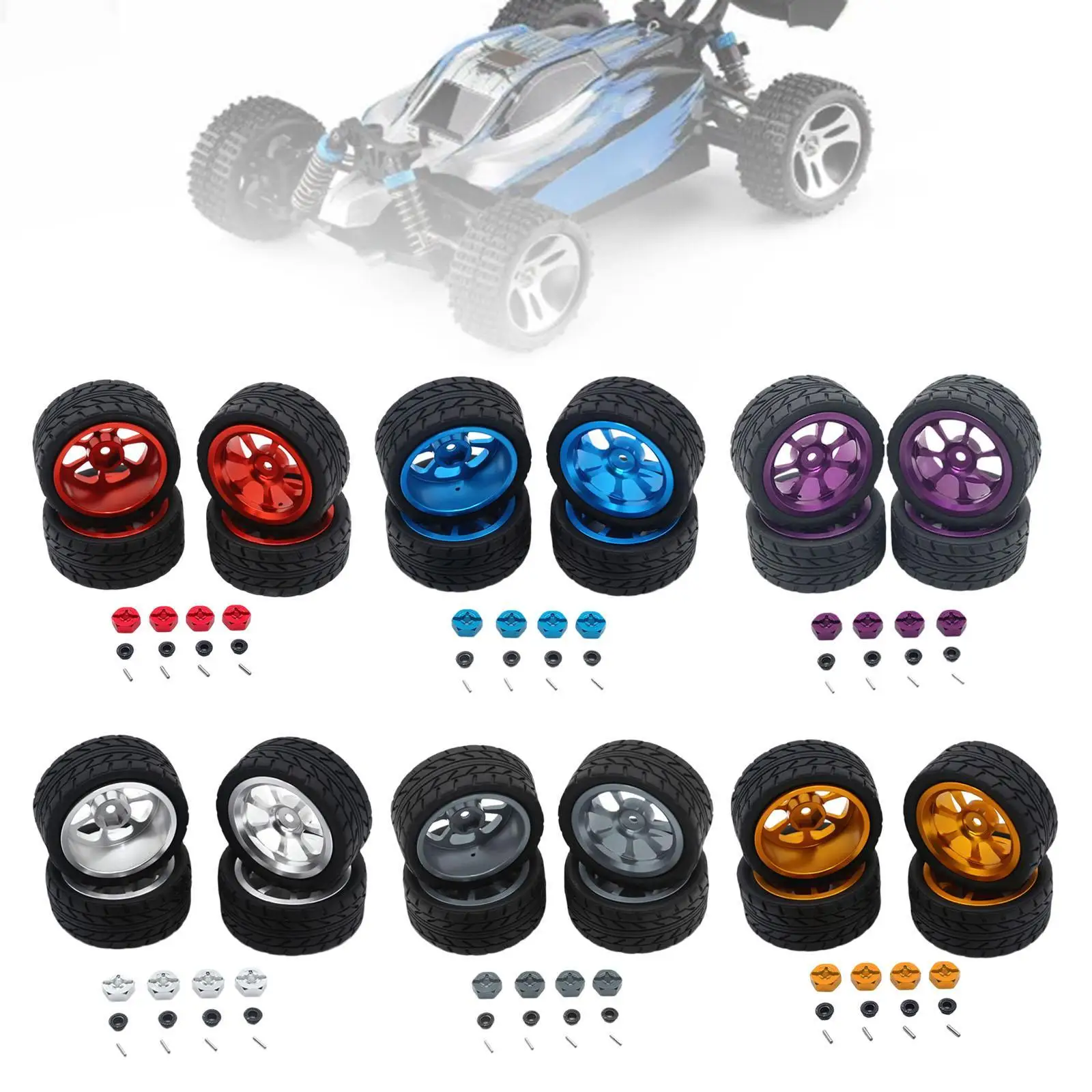 

RC Wheel Rims Rubber Tires Kit Stylish RC Rubber Tires for 144001 1:10 1/18