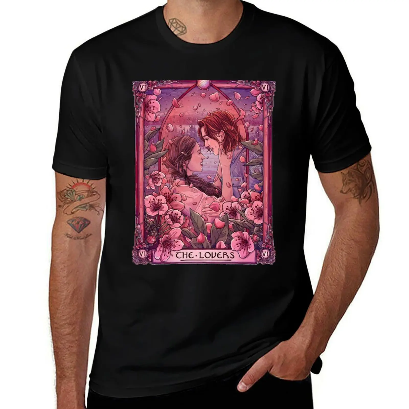 WayHaught | The Lovers | Wynonna Earp Tarot T-Shirt Basic Crew Neck Short Sleeve Top T-Shirt