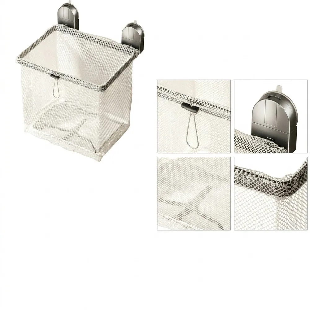 Folding Mesh Laundry Basket Wall Mounted Suction Cup Design for Smooth Surfaces 28x21x5cm Compact Storage Solution