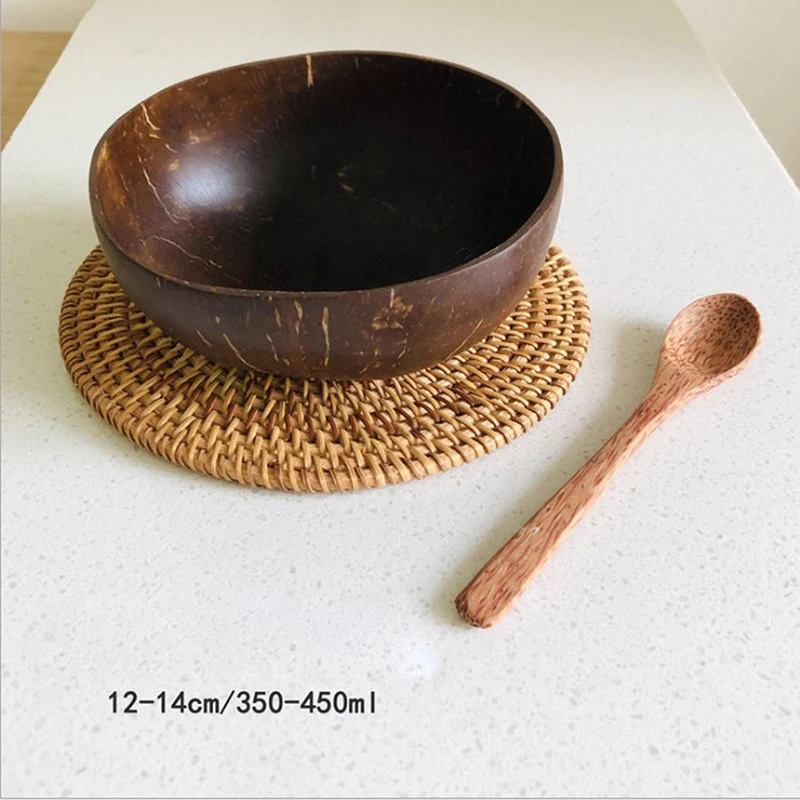 Natural Coconut Shell Bowl Spoon Set Creative Coconut Bowls Fruit Salad Bowl