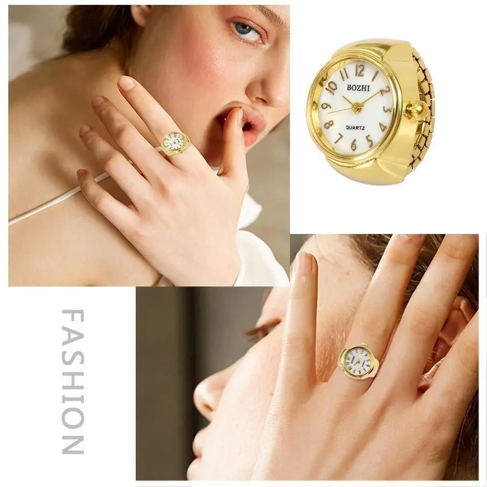 

Vintage Gift Fashion Digital Watch Ring Watch Round Quartz Finger Rings Elastic Stretchy Rings