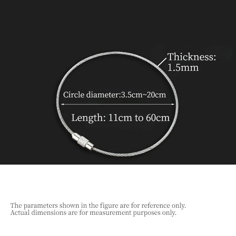 Wire Keychain Rope Carabiner Camp Equipment Stainless Steel Wire Cable Loop Screw  Ring Keyring Buckle