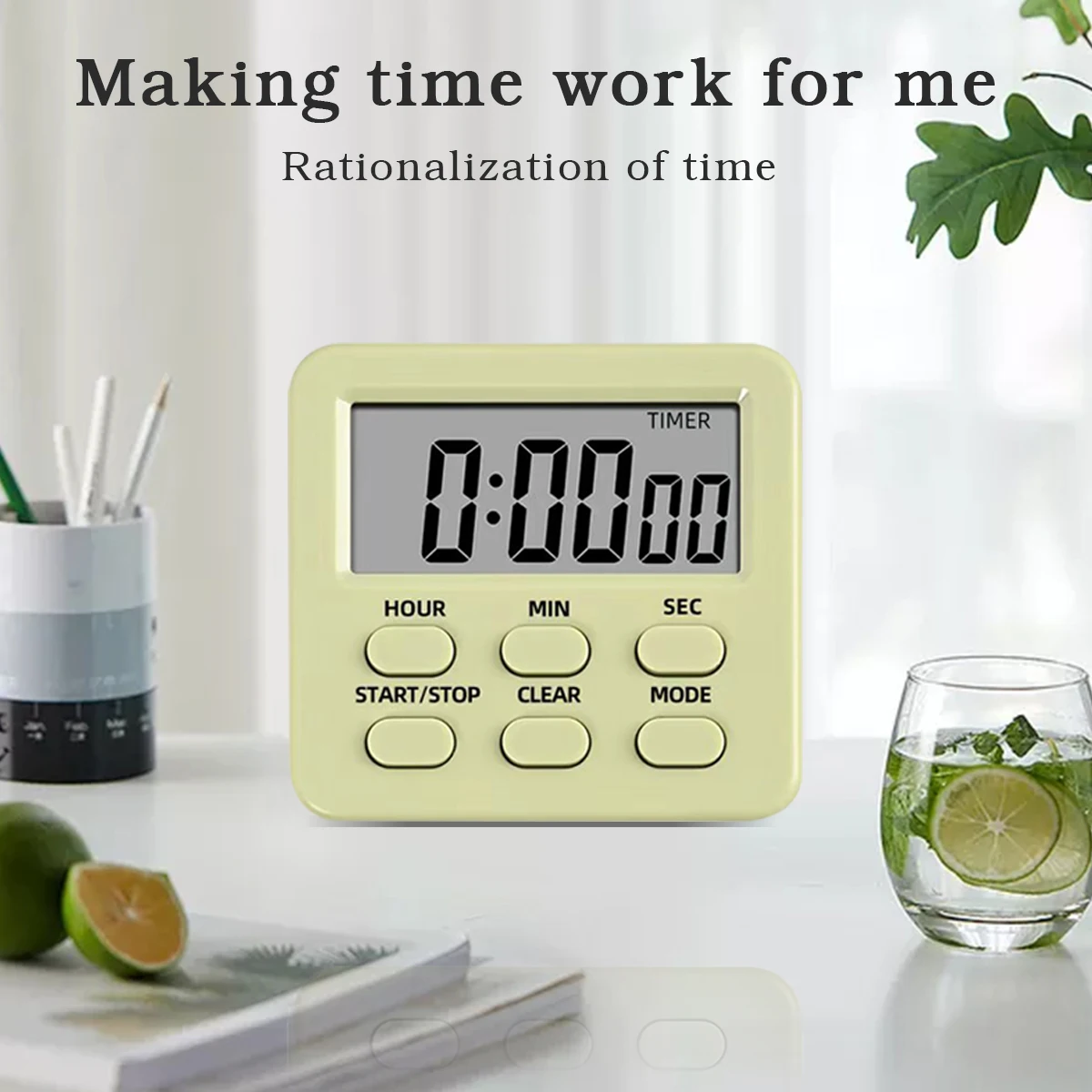 Magnetic Digital Kitchen Timer 24H LCD Display