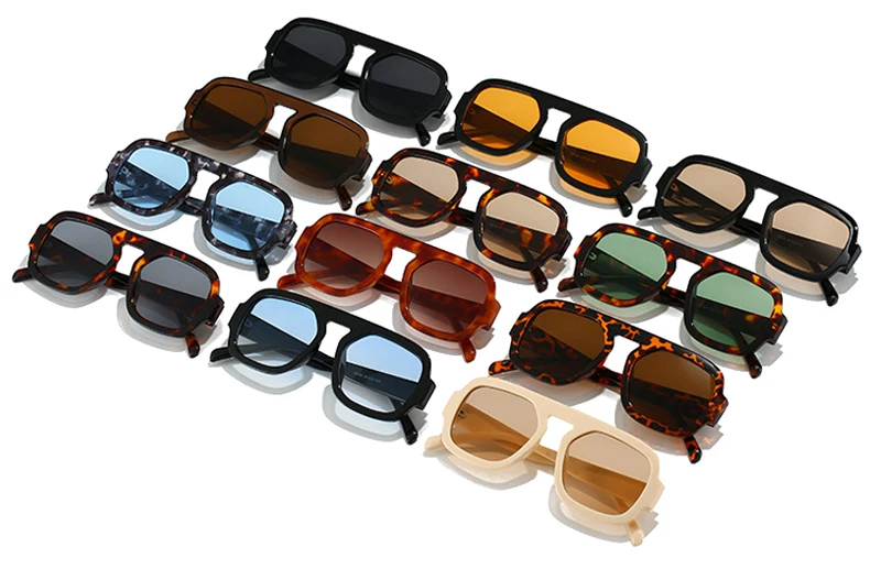 SO&EI Retro Quadratische Sonnenbrille Frauen Mode Gradient Shades UV400 Männer Punk Blau Grün Sonnenbrille – Detail 4