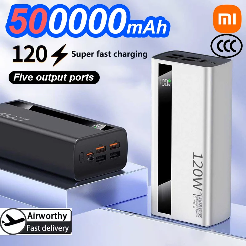 Xiaomi 2026New 200000mAh بنك طاقة ذو سعة كبيرة جدًا 120 وات شحن سريع محمول شاشة ديجيتال باور بانك لهاتف آيفون سامسون