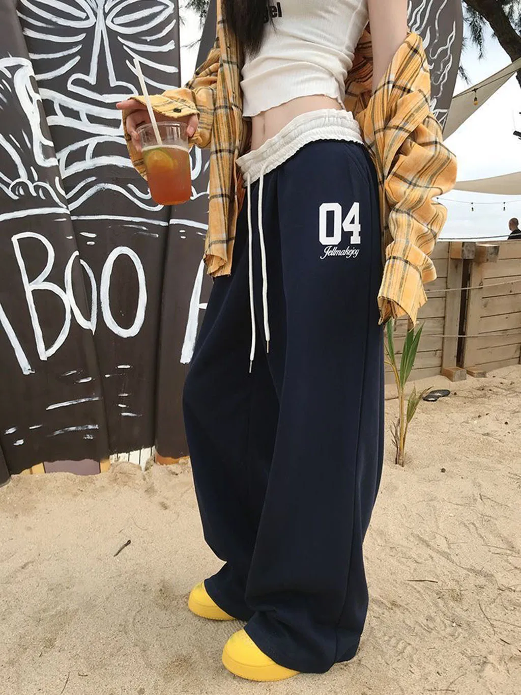 American Fashion Retro Sportswear Pants Are Suitable for Women in Spring and Summer. Mid-Waist Sagging Casual Pants and Loose Pa