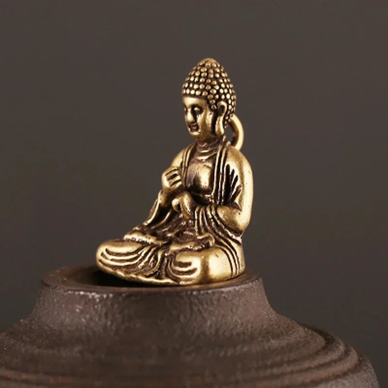 Home Decoration Retro Brass Buddha Pocket Sitting Statue Sculptor Home Desk Decoration Fashion Accessories Small Tools Supplies