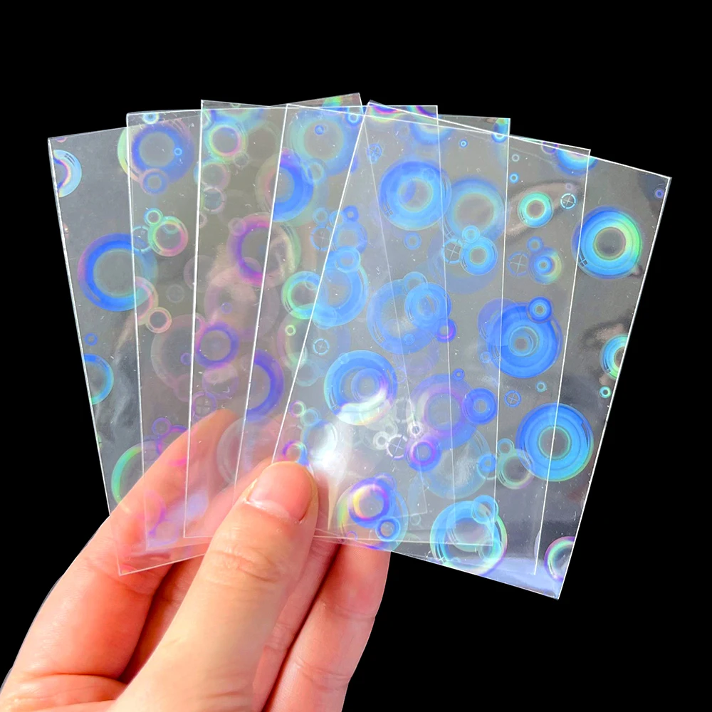 

Clear Laser Flashing Card Sleeves Trading Cards Bubble Shape Kpop Photocard Cover Holographic Foil PKM/YGO Baseball Cards Holder