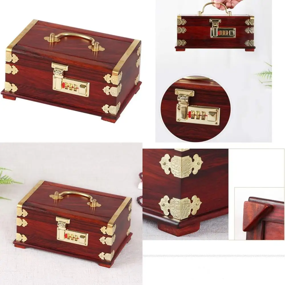 

Портативная деревянная шкатулка для драгоценностей в античном стиле с паролем для хранения монет и экономии денег
