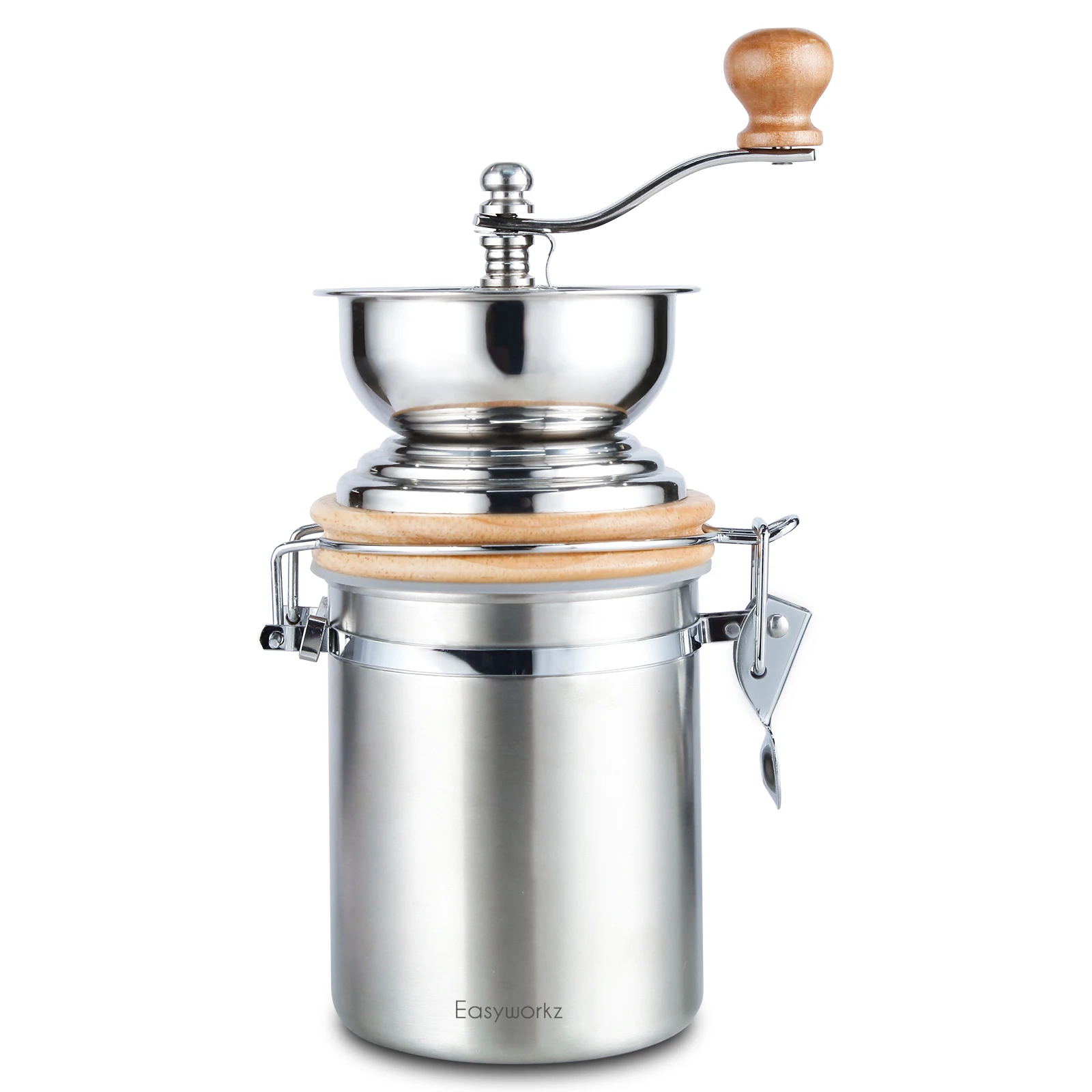 Easyworkz Manual Coffee Grinder - Adjustable Settings, Airtight Canister - Coffee Bean Mill Tool for Kitchen, Hand Crank Coffee