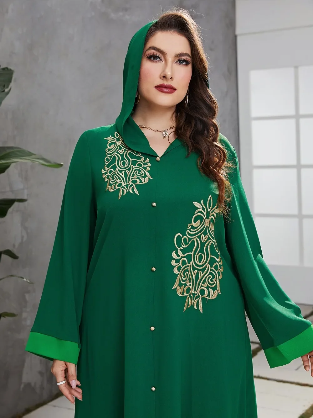 Eid Muslim Hooded Dress for Women Arab Dubai Abaya Dresses Jalabiya Moroccan Kaftan Button Maxi Long Dresses Robe Party Ramadan