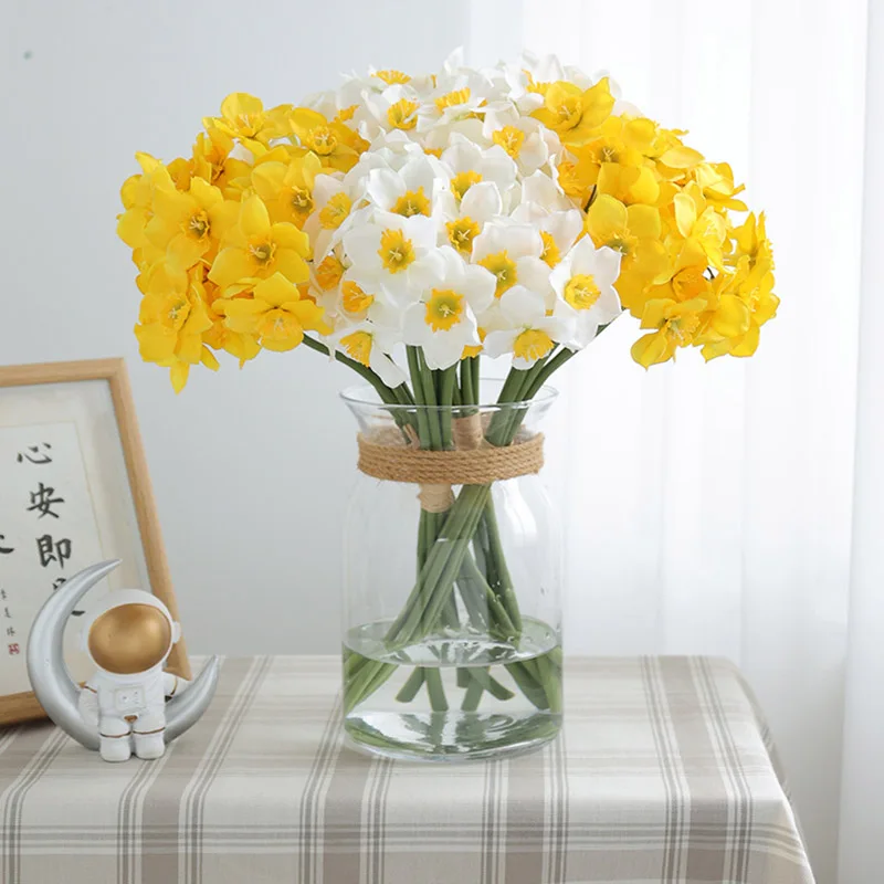 Artificial Flower Narcissus Bouquet Silk Cloth Wedding Fake Flowers Home Decoration Wedding Decoration images - 6