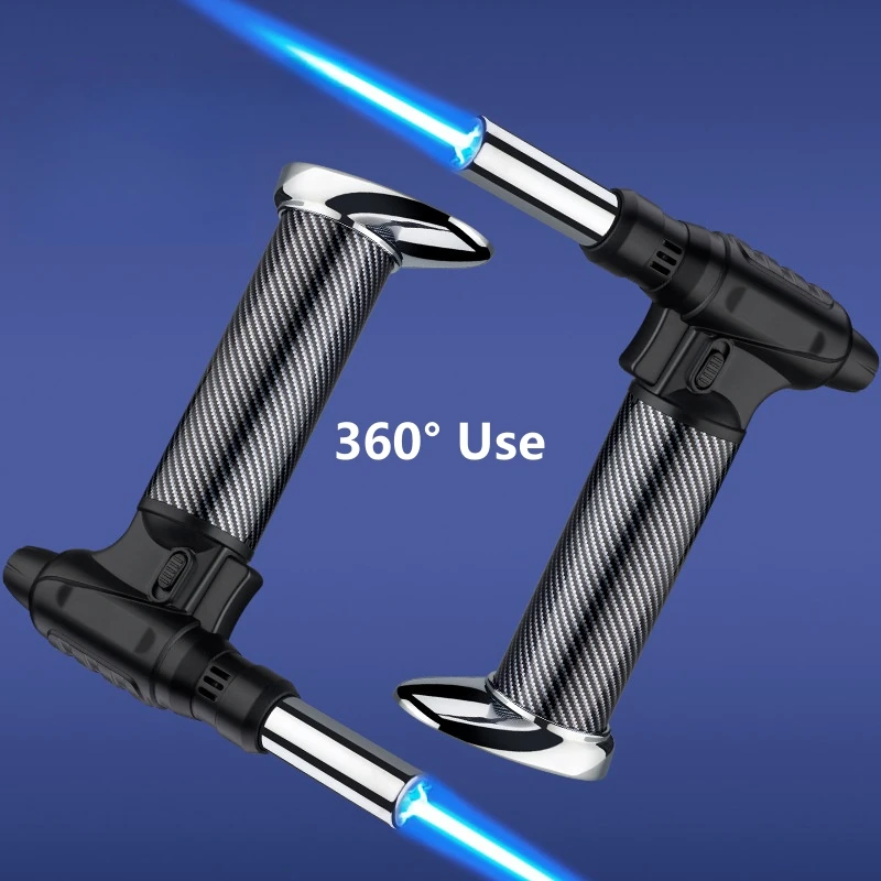 360 °   ولاعة غاز البيوتان الإشعال المتكاملة لهب أزرق الشعلة توربو جت بندقية رذاذ التخييم في الهواء الطلق شواء المطبخ أداة الطبخ #1