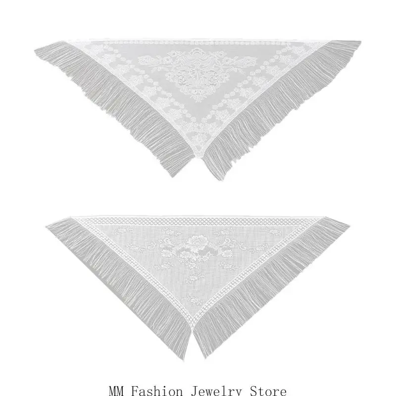 

All Matching Lace Shawl with Tassels Seethrough Triangular Shoulder Wrap Cover Up Scarf for Women All Mathing Wardrobes