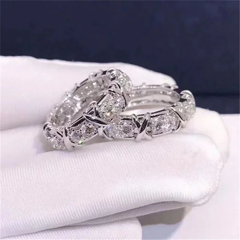 Fashion Bicolor XO Zircon Ring Platinum Band Ring for Women Girl Promise Ring Zircon Jewelry Women\'s Engagement