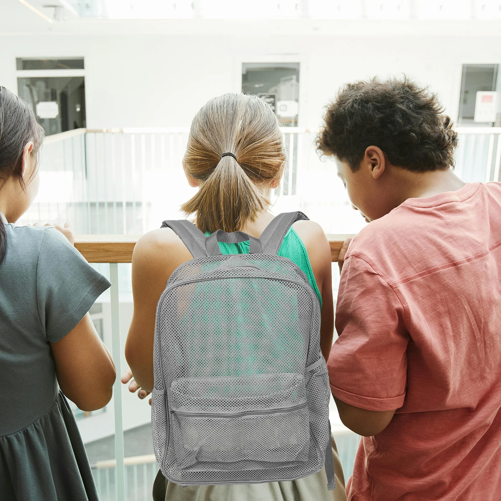 Mesh Beach Backpack: Heavy Duty Breathable Outdoor Sports Bag For Hiking Camping Swimming Travel Fitness Vacation Grey