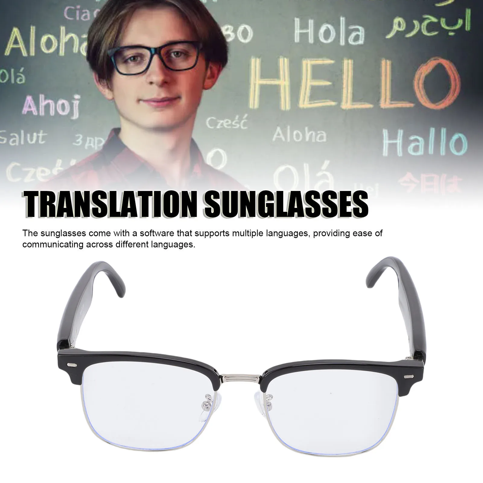AI 번역 스마트 안경 스마트 안경 144개 언어 사운드 어시스턴트 Bluetooth 5.3 작업용 청색광 필터링 렌즈