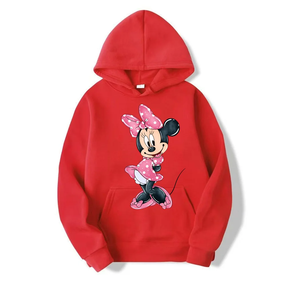 New Fashion Woman Pullover Cartoon Anime Disney Minnie Mouse Ladies Hoodies Autumn Winter Couple Sweatshirt Clothing Hot Sale