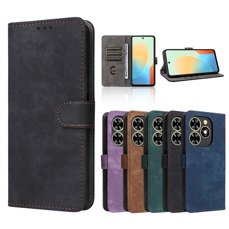 Pertain to Tecno Spark 20C Case Wallet Anti-theft Brush Magnetic Flip Leather Case For Tecno Spark 20C Spark20C Phone Case