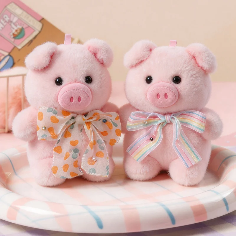 1Pc 15cm Sweet Piggy Wears Bib Glasses Bow Plush Dolls Kawaii Pig with Accessories Toy for Girls Children Birthday Gift