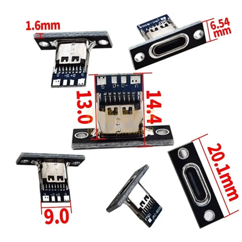 5/10/20Pcs Typ-C Buchse USB 3,1 Typ-C 2Pin 4Pin Lade Port Anschlüsse TypeC Buchse mit Schraube Befestigungs Platte