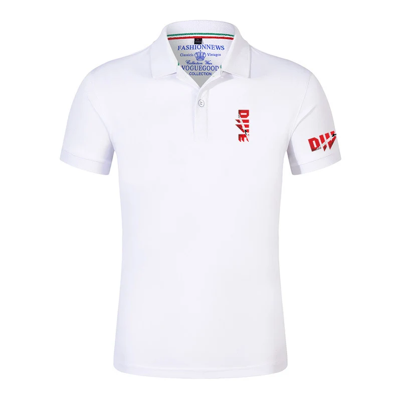 Scuba Diving Diver Down Flag 2025 Men's New Summer Cotton Breathable Polo Shirt Casual Solid Color Slim Fit Fashion Tops - Image 2