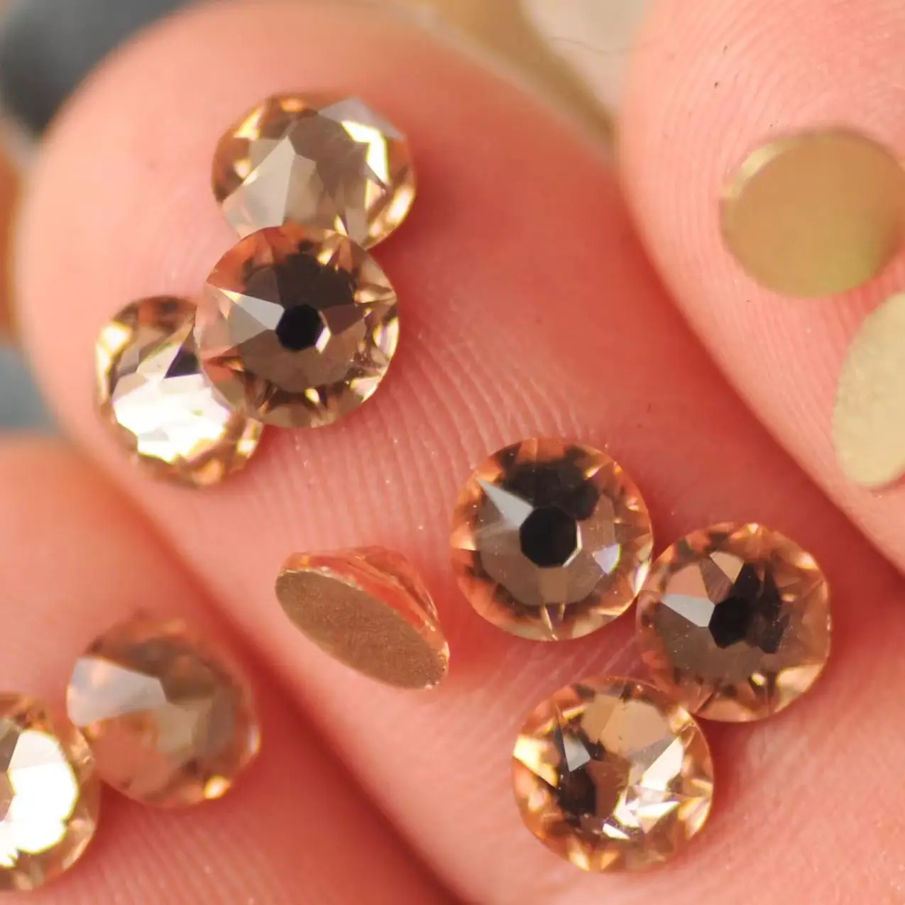 8big 8 Small Light Peach Non Hotfix Flatback Crystal Rhinestone For Clothing Glitter DIY Nail Art Dress Needlework Decoration