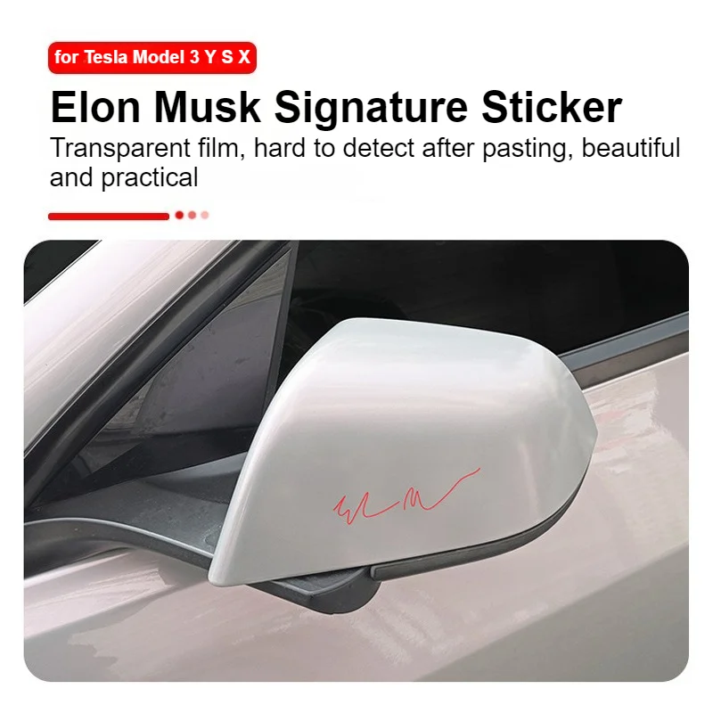 

Elon Musk Signature Sticker for Tesla Model 3 Y S X Creative Logo Stickers Emblems Rearview Decals Car Decoration Accessories
