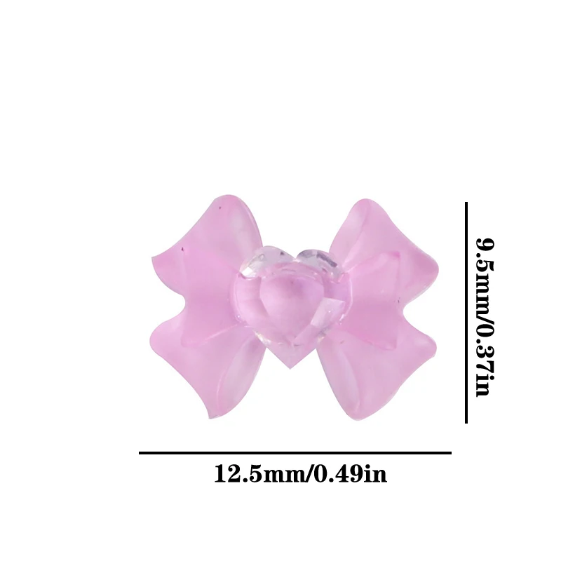 3D 송진 나비 매듭 네일 참, 프리미엄 다이아몬드 핑크 리본 라인석 세트, DIY 매니큐어용, 50 개