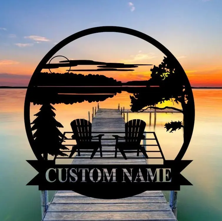 Custom Lake House Metal Sign Forest Lake Sign Lake House Name Sign Camping Metal sign Lake House Decor Front Porch
