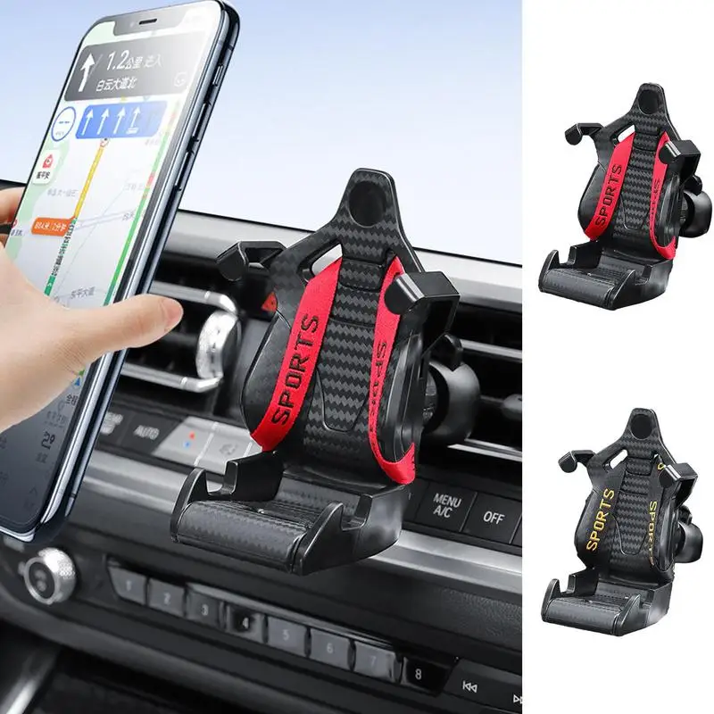 Racing Seat Shape Auto Air Vent Mobile Phone Car Phone Holder Clip 360 Degree Rotatable Car Cellphone Rack For Car Interior