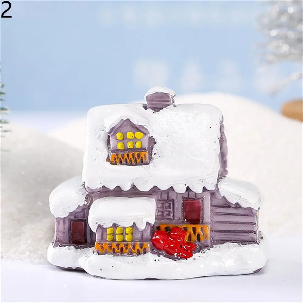 DIY Crafts Figurines Miniatures Christmas Tree Snowman Home Ornament Micro Landscape Dollhouse Decor Xmas House Mini Castle