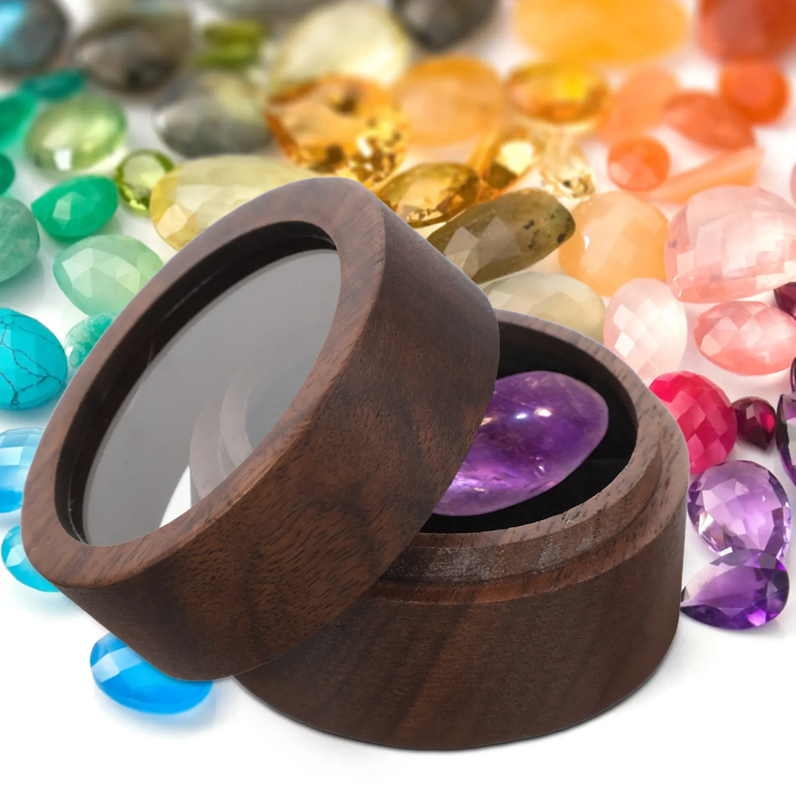 

Элитная деревянная шкатулка для колец круглой формы, для свадьбы, помолвки, предложения руки и сердца, футляр для хранения ювелирных изделий, держатель для демонстрации, компактный, портативный