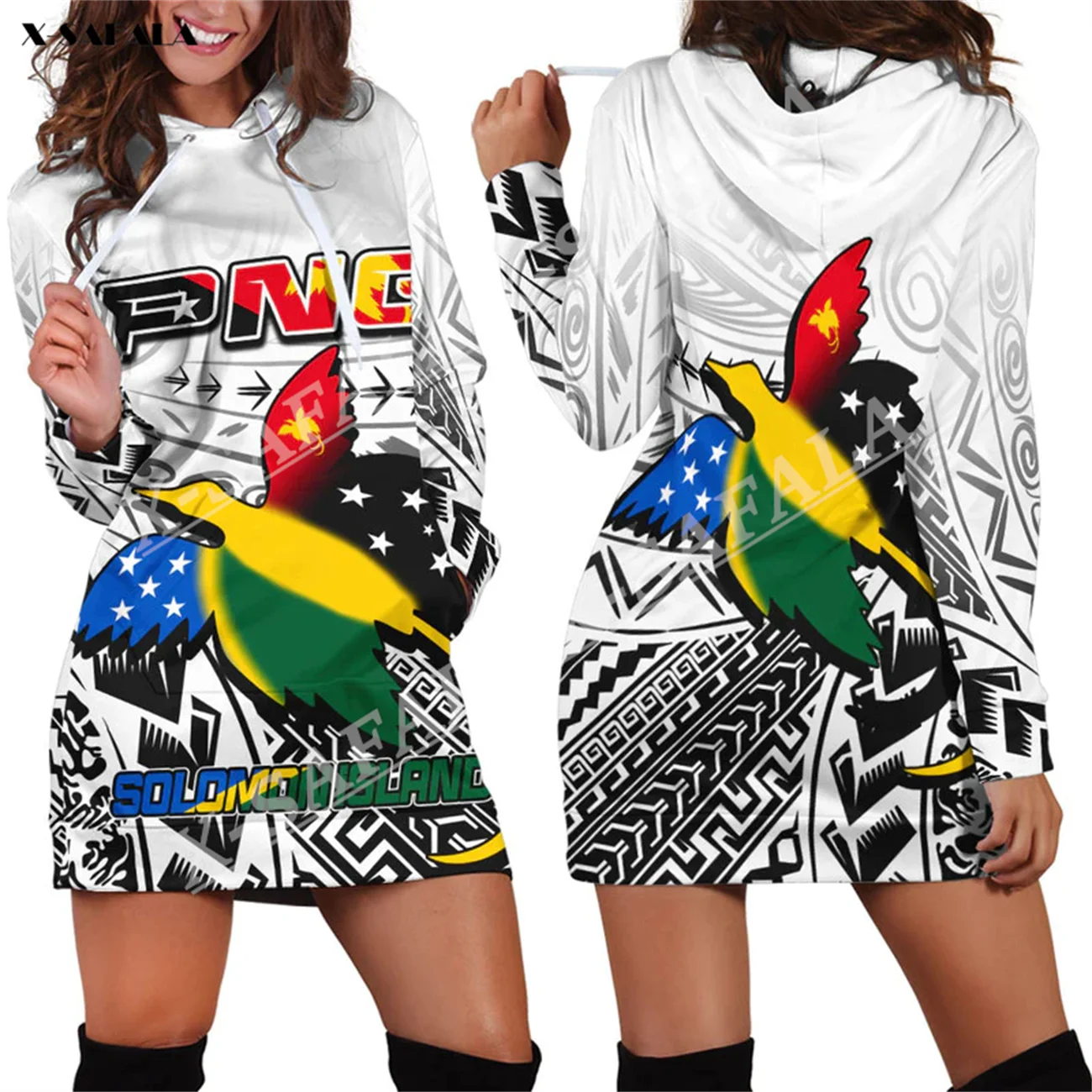 Papua New Guinea Rugby Coconut  3D Fashion Printed Slim Hoodies Dress Women Casual Wear Long Sleeve Hooded Sweatshirt Pullover