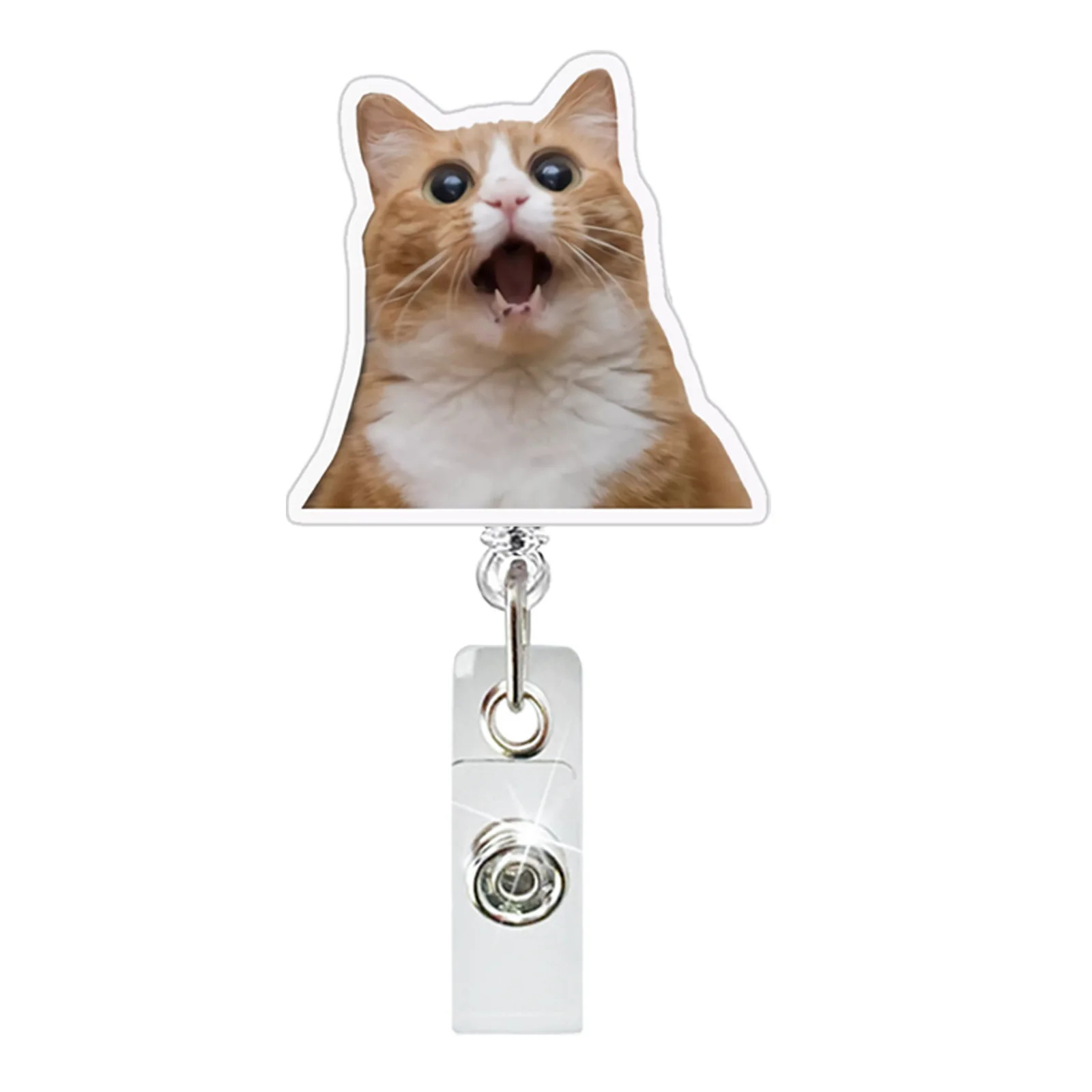 Funny Cat Expression Retractable Badge Holder Reel