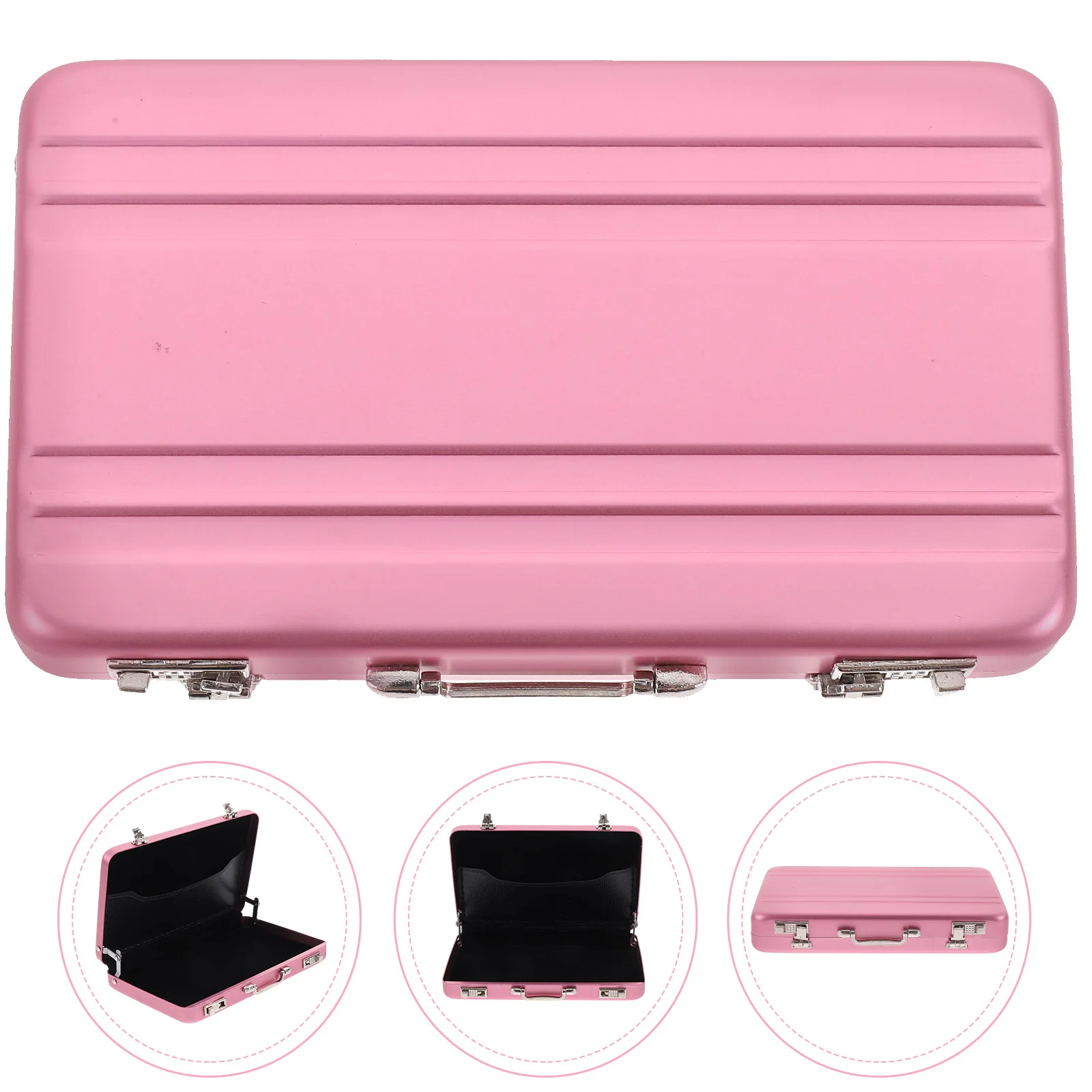 

Mini Briefcase Metal Card Case Snap Closure Index Card Storage Box Large Capacity Business Cards Organizer Mini Briefcase