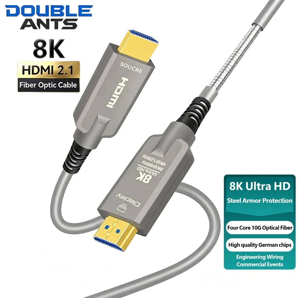 Long Armored HDMI 2.1 Fiber Optic Cable 50m 100m 8K@60Hz 4K@120Hz Armor HDMI Cable for Commercial Stage & Live Event Rental Use