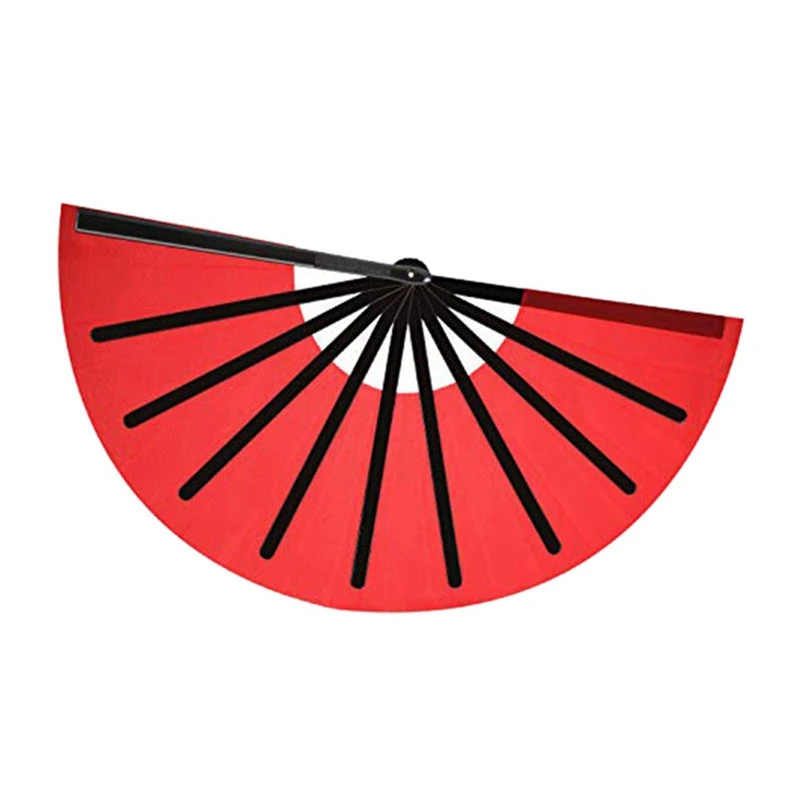 

8 Pieces Large Folding Fan Nylon Cloth Handheld Folding Fan Chinese Kung Fu Tai Chi Fan Decoration Fold Hand Fan (Red)