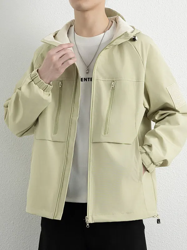 

ex Loose Fit Long Sve Hooded Windproof Waterproof Spring Autumn Busin Jaet Couple Sle Lightweight Coat