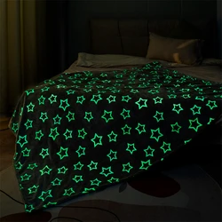Glow in Dark Blanket Luminous Stars Design 150x200cm Multi Color Blanket Fluorescent Magical Blanket Warm Soft