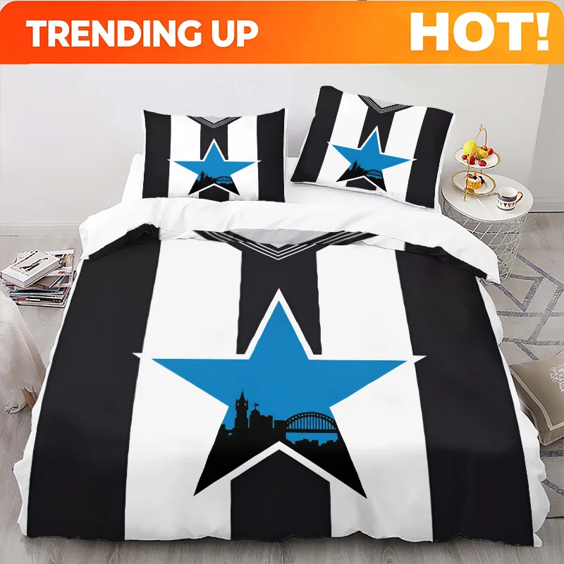 Customize 3pcs Newcastle Star Crest Duvet Cover Set - Printed Bedding, Soft and Comfortable, Suitable for Bedroom or Guest Room