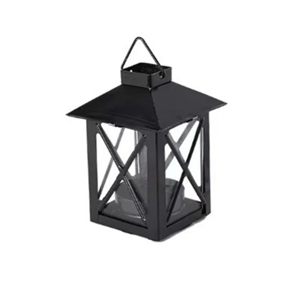 Simple Black European Candle Holder Exquisite Handmade Iron Wind Lamp Stable Outdoor Candle Lantern Living Room