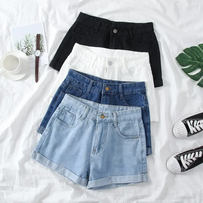 Women Summer   Slim-fit Edge-wide A- crotch Trousers Trendy Cotton Shorts Slim Fit