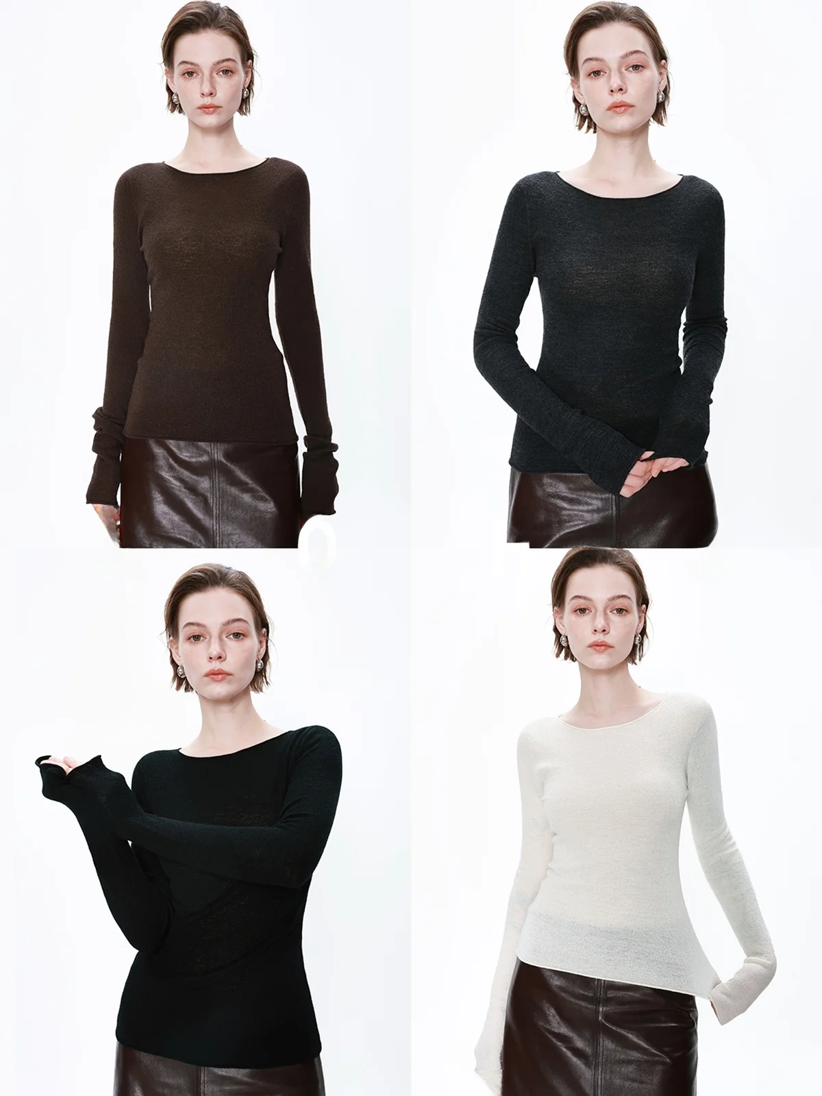 

Футболка Koi Chic из ацетатной шерсти точного прядения с 3D-текстурой, эффектом похудения, длинным рукавом и круглым вырезом