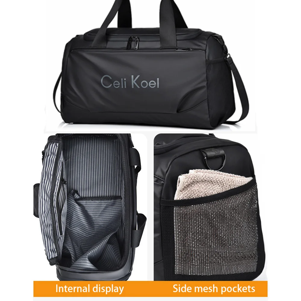 Bolsa de viaje impermeable de gran capacidad, bolsa de Fitness de tela Oxford a la moda, bolsa de equipaje separada húmeda y seca para viajes cortos