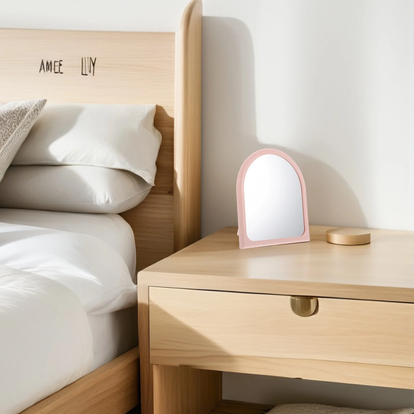 Espejo de Maquillaje Plegable para Dormitorio, Superficie Grande, Ángulos Ajustables, Portátil, Compacto, Espejo de Viaje, Reflejo Claro para el Hogar