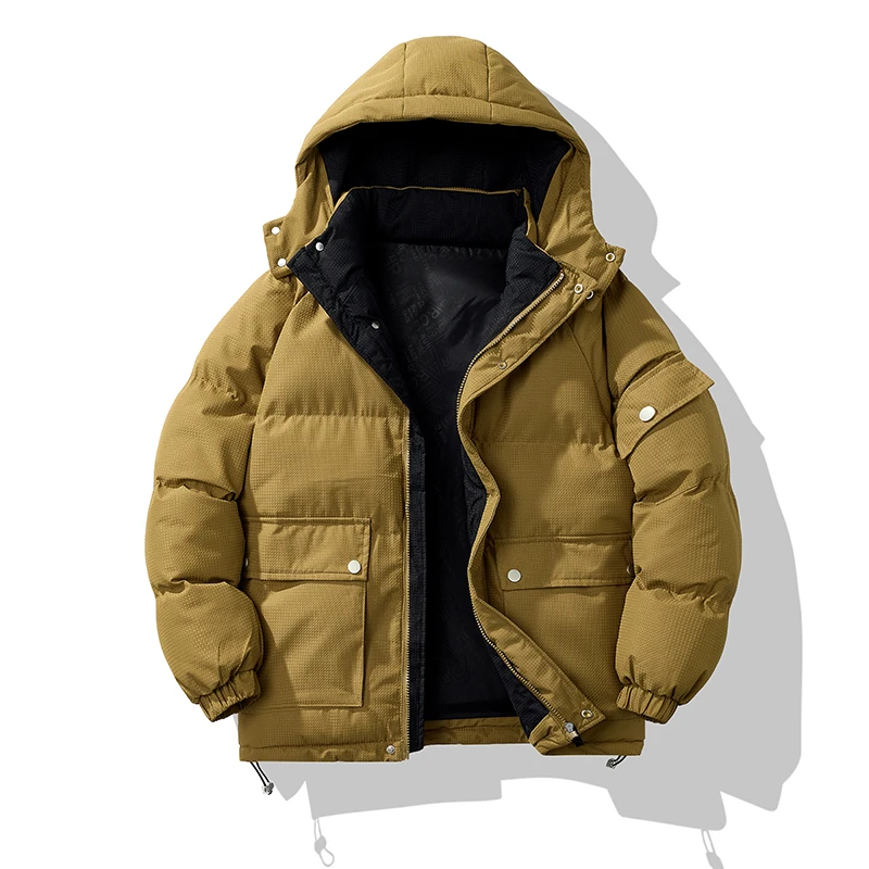 

Warm Hooded Parka Male Street Casual Multi Pocket Winter Jacket Warm Thicken Ski Coat Men Windbreak Thick Warm Fleece Jacket