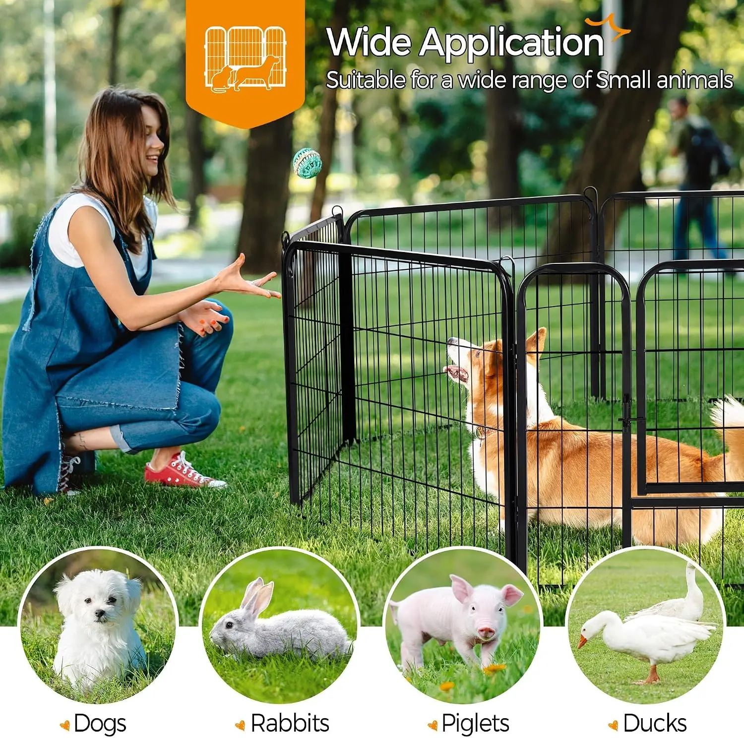 16-Panel Extra Wide Pet Playpen W/Door For Indoor & Outdoor Use, 24