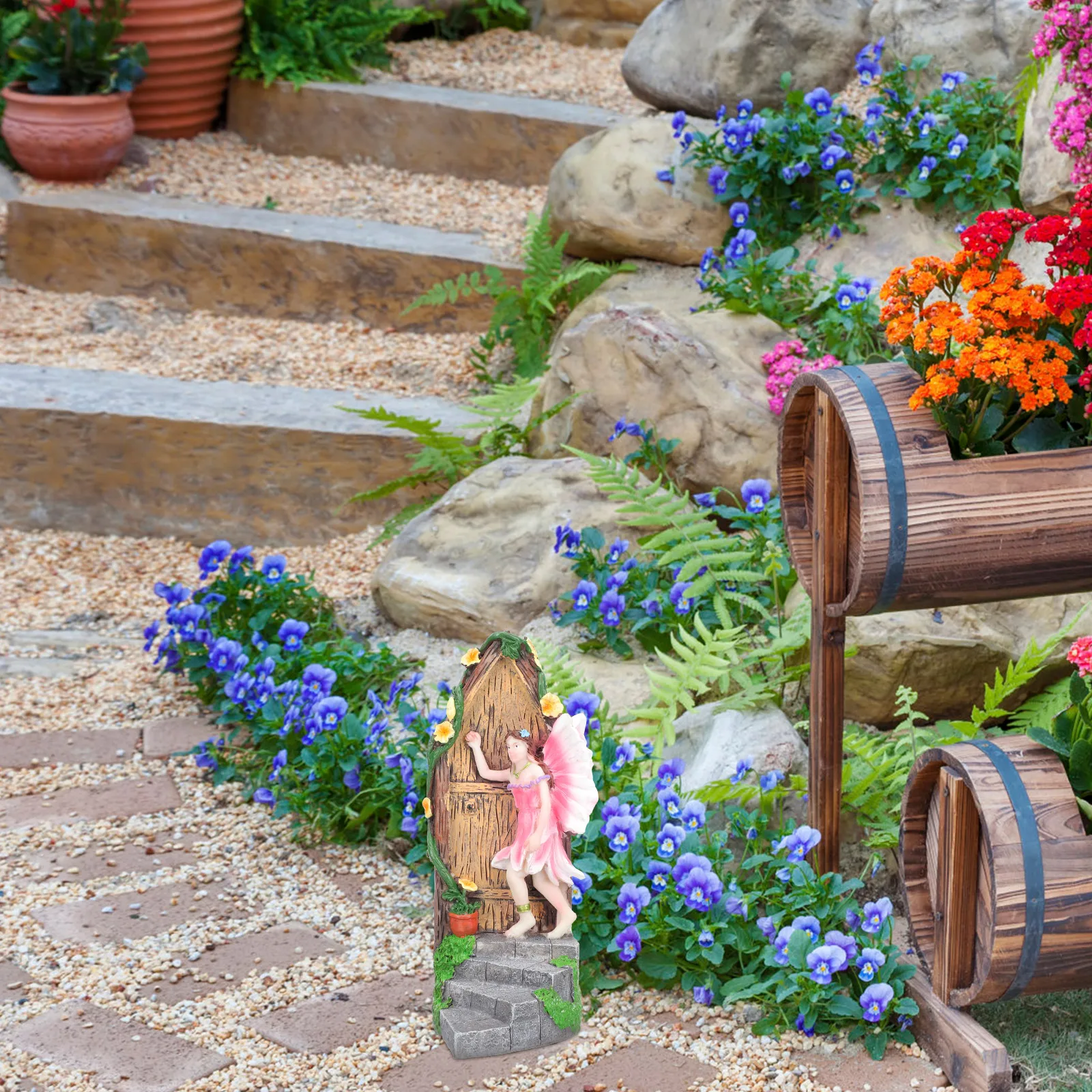 

Miniature Fairy Gate Decoration Resin Garden Accessories Tiny Door Adornment Durable Lifelike Vivid AppearanceElf Statue